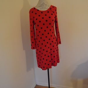 Kensie Red Polka-dot printed dress size M